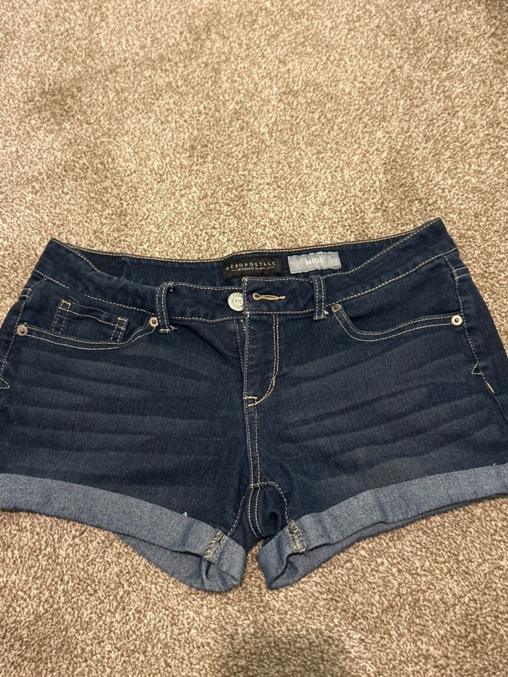 Aeropostale Dark Blue Denim Midi Women's Shorts